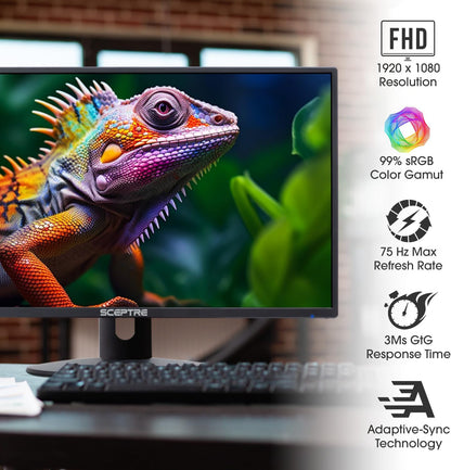 24-Inch 1080P Thin LED Monitor with 99% sRGB, Dual HDMI, VGA, and Built-In Speakers - E248W-19203R 2025 Series