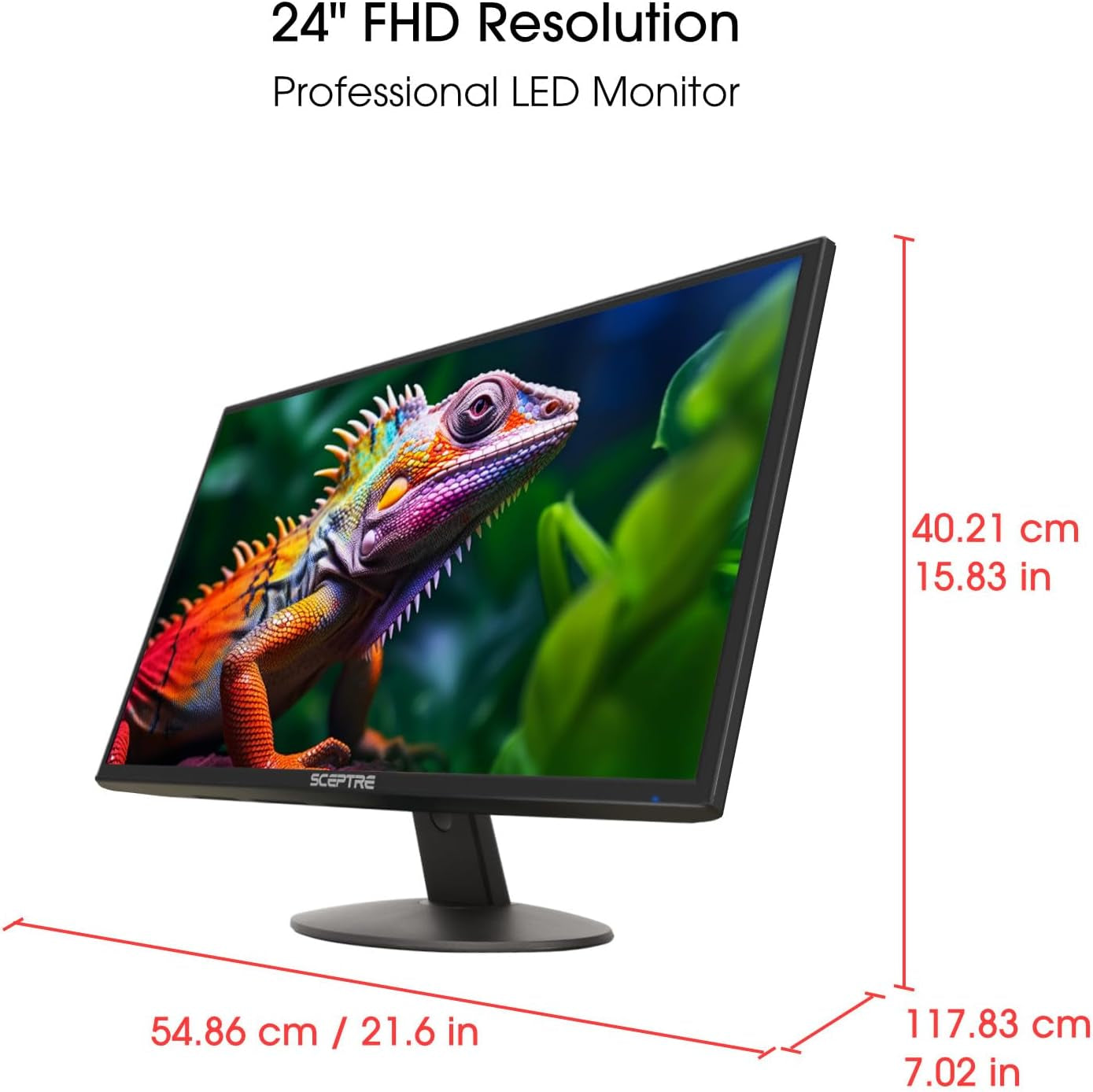 24-Inch 1080P Thin LED Monitor with 99% sRGB, Dual HDMI, VGA, and Built-In Speakers - E248W-19203R 2025 Series