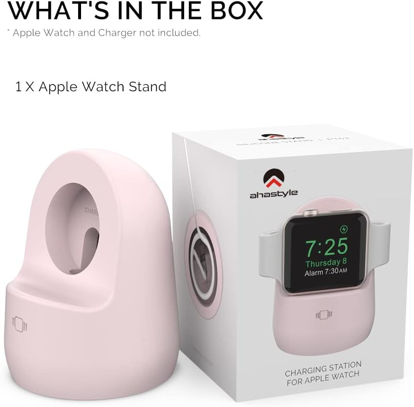 Stylish Pink Silicone Charging Dock Holder for Apple Watch Ultra 2, SE2, Series 1-7 (All Sizes)