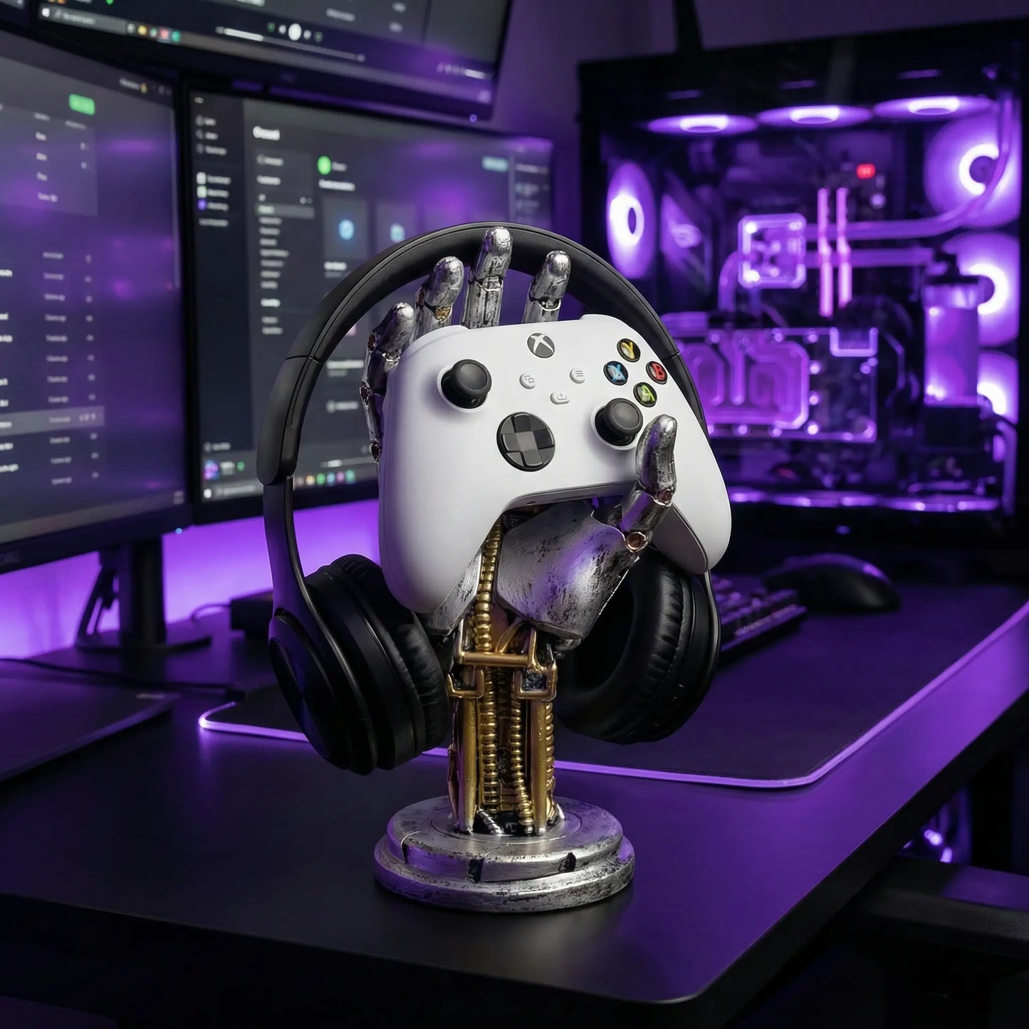 Cyberpunk Asura Mechanical Hand Figurine - Stylish Game Controller Stand & Key Holder Gift for Him