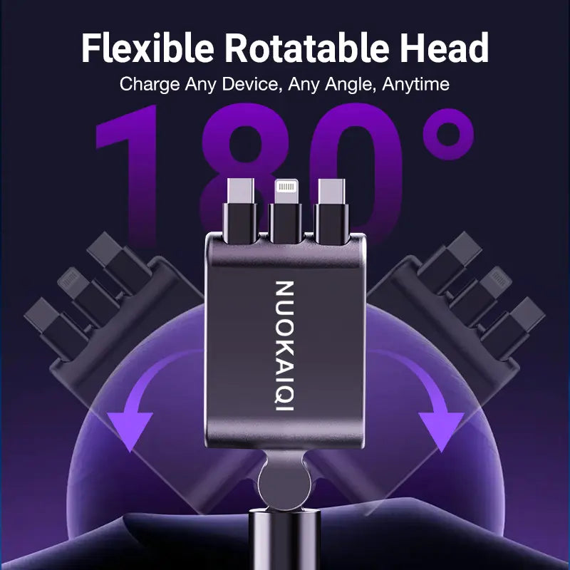 Ultimate 7-In-1 Car Cup Holder Charger: Fast Charging, Rotating Design, Star Projector & USB-C Compatibility for iPhone & Samsung Galaxy